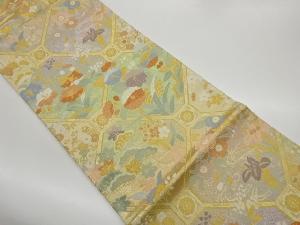 蜀江に花々・七宝模様織出し袋帯